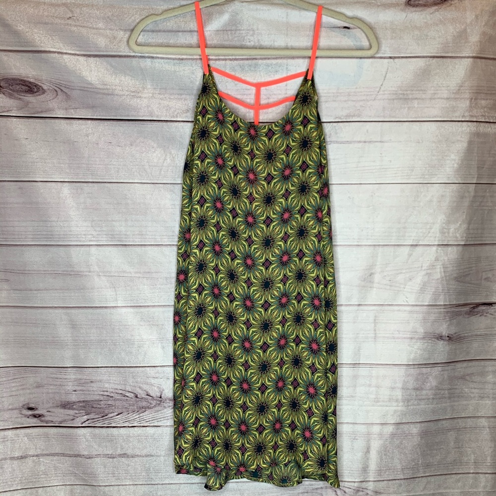 Hot & Delicious Size Small Tank Dress Neon Floral